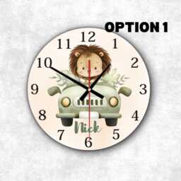 Personalised Lion Wall Clock - Jungle Nursery Decor, Mdf Kids - thumbnail 2