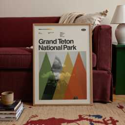 Grand Teton National Park Poster, Mid-Century Modern Art Print - thumbnail 2