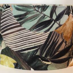 Osaka Green Tea Fabric Lampshade Handmade Tropical Leaf Drum Shade - thumbnail 2