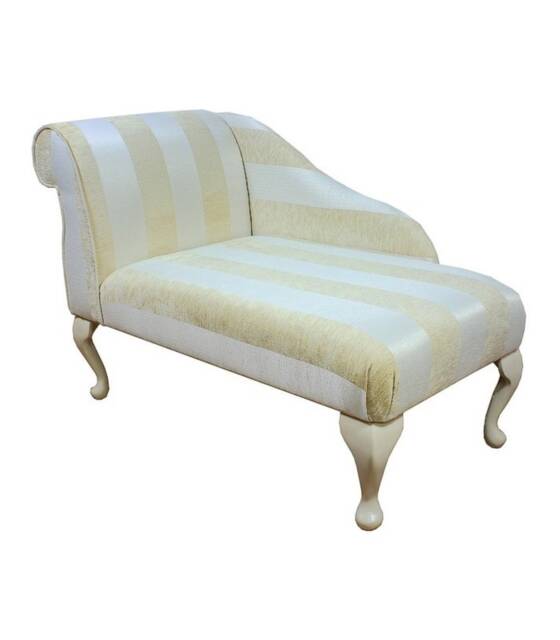 Handmade Mini Chaise Longue Gold Stripe Small Sofa Daybed - image 1
