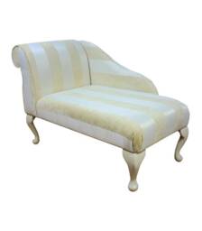 Handmade Mini Chaise Longue Gold Stripe Small Sofa Daybed - thumbnail 1