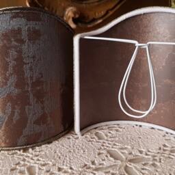 Pair Of Clip-On Shield Shades Lead Grey & Bronze Jacquard Rubelli Fabric Gritti Pattern Mini Lampshade - Made in Italy - thumbnail 2