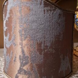 Pair Of Clip-On Shield Shades Lead Grey & Bronze Jacquard Rubelli Fabric Gritti Pattern Mini Lampshade - Made in Italy - thumbnail 4