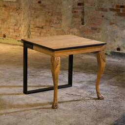 Oak Dining Table, Reclaimed Wood Breakfast & Writing Table For 2, Metal Wood Entry Hotel Decor, Wooden Coffee - thumbnail 1