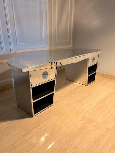 Tieetdye Aviator Desk Aluminum Office With Airplane Inspired Design - image 1