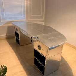 Tieetdye Aviator Desk Aluminum Office With Airplane Inspired Design - thumbnail 2