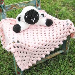 Crochet Lamb Lovey - Baby Security Blanket With Stuffed Animal Sleepy Lovie Super Soft - thumbnail 3