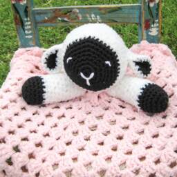 Crochet Lamb Lovey - Baby Security Blanket With Stuffed Animal Sleepy Lovie Super Soft - thumbnail 4