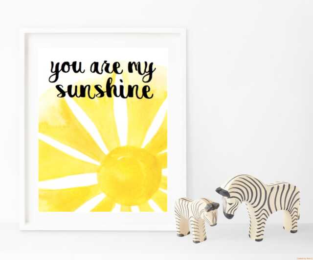 You Are My Sunshine Print - Wall Art Nursery Print Neutral Nursery Prints Fun
