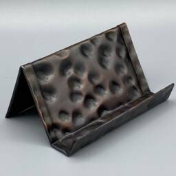 Hand Hammered Copper Desk Set - Bronze Finish Card & Pencil Holders - thumbnail 4