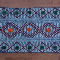 Indigo Printed Rug 3x5 Tribal Pattern Handmade Dhurie Kilim Handwoven Boho Decor Beach Yoga Mat Bohemian 8008 - thumbnail 2
