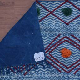Indigo Printed Rug 3x5 Tribal Pattern Handmade Dhurie Kilim Handwoven Boho Decor Beach Yoga Mat Bohemian 8008 - thumbnail 4