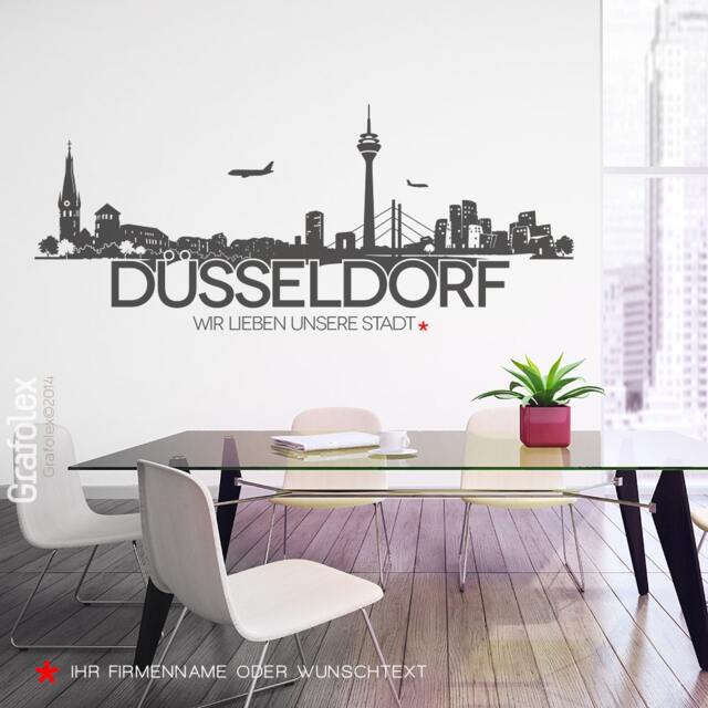 Wall Sticker Skyline D??sseldorf With Custom Text Decal Tattoo - 4 Sizes 25 Colors W112 - image 1