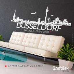 Wall Sticker Skyline D??sseldorf With Custom Text Decal Tattoo - 4 Sizes 25 Colors W112 - thumbnail 3