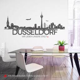 Wall Sticker Skyline D??sseldorf With Custom Text Decal Tattoo - 4 Sizes 25 Colors W112