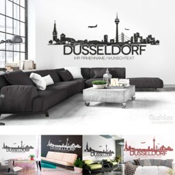 Wall Sticker Skyline D??sseldorf With Custom Text Decal Tattoo - 4 Sizes 25 Colors W112 - thumbnail 2