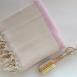 Elegant Pink Turkish Towel Handwoven Organic Cotton Peshtemal - thumbnail 3