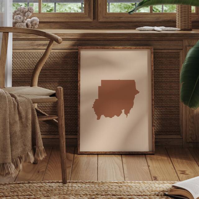 Sudan Map Boho Wall Art Print Mid Century Travel Poster - image 1