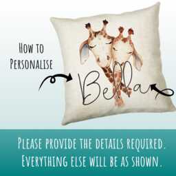Personalised Giraffe Cushion Gift Printed Name Design - Throw Pillow For Mum Dad Friend Bedroom Birthday Christmas Cs073 - thumbnail 3
