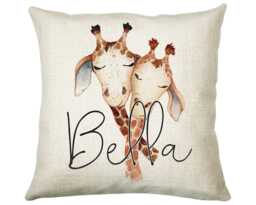 Personalised Giraffe Cushion Gift Printed Name Design - Throw Pillow For Mum Dad Friend Bedroom Birthday Christmas Cs073 - thumbnail 1
