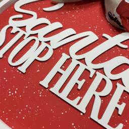 Santa Stop Here Door Hanger - Christmas Porch Decor Front Sign Wall Hanging For - thumbnail 3