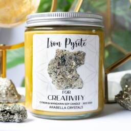Iron Pyrite Crystal Candle Citron & Mandarin Scented Soy Candle - thumbnail 3