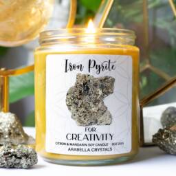 Iron Pyrite Crystal Candle Citron & Mandarin Scented Soy Candle - thumbnail 2