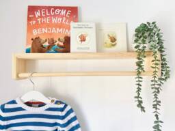 Handmade Nursery Rail Shelf Montessori Decor, Sustainable Wood - thumbnail 1