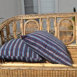 Set Of 2 Blue Ajrak Block Print Cotton Pillow Covers - thumbnail 3