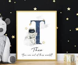 Personalised Space Wall Art - Custom Astronaut Print A4 Spaceman Decor Lover Boys Bedroom Gift For Boy - thumbnail 1