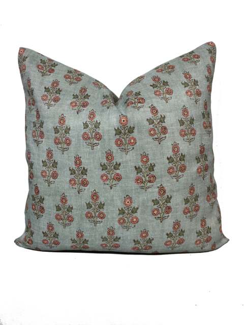 G.p & J Baker Poppy Sprig Aqua/Blush Double Sided Cushion Cover Pillow - image 1