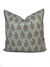 G.p & J Baker Poppy Sprig Aqua/Blush Double Sided Cushion Cover Pillow - thumbnail 1