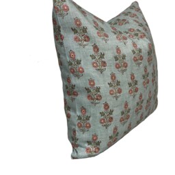 G.p & J Baker Poppy Sprig Aqua/Blush Double Sided Cushion Cover Pillow - thumbnail 2