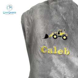 Personalised Children's Blanket - Plush Fleece Embroidered Digger