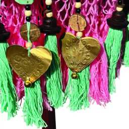 Bali Sun Parasol Mint Green With Pink Candy Fringe 2M, Hand-Made Balinese Garden - thumbnail 4