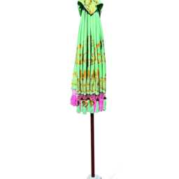 Bali Sun Parasol Mint Green With Pink Candy Fringe 2M, Hand-Made Balinese Garden - thumbnail 3