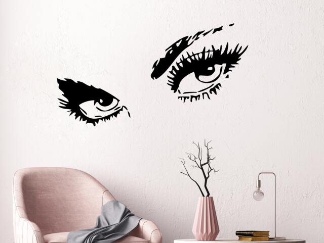 Eyelashes Wall Decal/Beauty Salon Eyes Eyebrows Decor Make Up Sticker Girls Ms712 - image 1