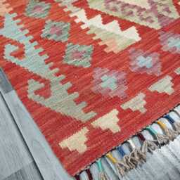 Tribal Runner Rug, Handmade Artisan Afghan Turkish Scandinavian Navajo Bohemian Flatweave Wool Kilim Rug 295x84 cm - thumbnail 3
