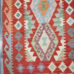 Tribal Runner Rug, Handmade Artisan Afghan Turkish Scandinavian Navajo Bohemian Flatweave Wool Kilim Rug 295x84 cm - thumbnail 2