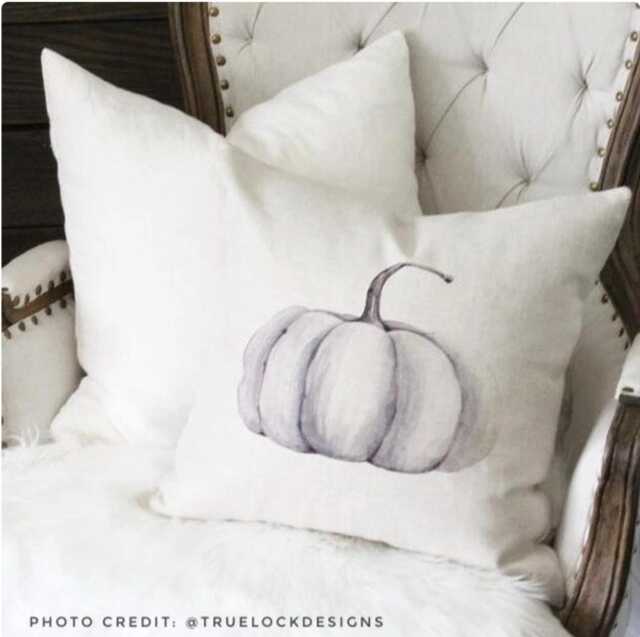 Watercolor Pumpkin Pillow Cover Oatmeal Linen Fall Decor - image 1