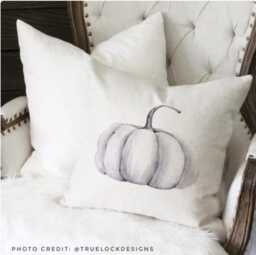 Watercolor Pumpkin Pillow Cover Oatmeal Linen Fall Decor - thumbnail 1