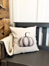 Watercolor Pumpkin Pillow Cover Oatmeal Linen Fall Decor - thumbnail 3
