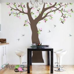 Large Tree Wall Decal Beautiful White Wall Decal - Decals Decor Nursery & Birds Art Tattoo Nature Nt019 - thumbnail 2