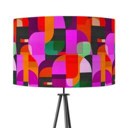 Lampshade Pink Abstract Bright Colourful Mid Century Print Velvet - Drum Lamp Shade 25cm 30cm 35cm 40cm 45cm Table Lamp Ceiling Pendant - thumbnail 1