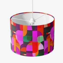 Lampshade Pink Abstract Bright Colourful Mid Century Print Velvet - Drum Lamp Shade 25cm 30cm 35cm 40cm 45cm Table Lamp Ceiling Pendant - thumbnail 2