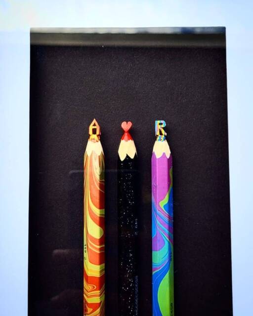 Names Carved On Coloured Pencil Tips . Handmade Custom Gift - image 1