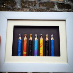 Names Carved On Coloured Pencil Tips . Handmade Custom Gift - thumbnail 3