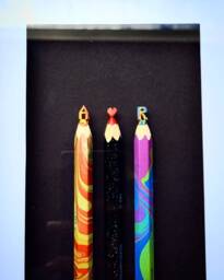 Names Carved On Coloured Pencil Tips . Handmade Custom Gift - thumbnail 1