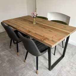 Rustic Reclaimed Dining Table & 2 Benches With Backs Set - thumbnail 2