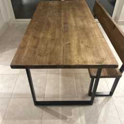 Rustic Reclaimed Dining Table & 2 Benches With Backs Set - thumbnail 3